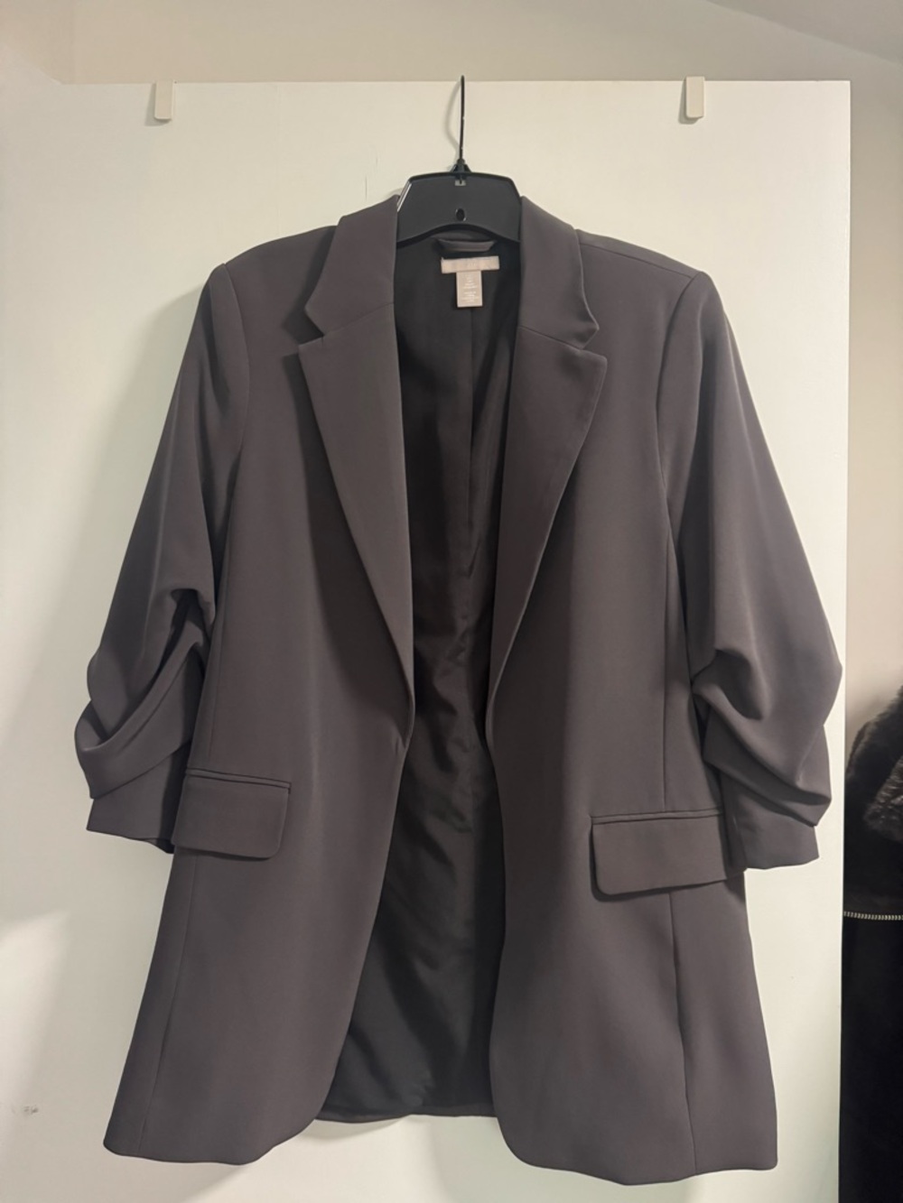 H&M Women's Dark Gray Open Front Blazer Jacket